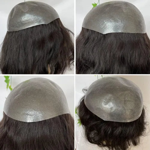 Vista 2 de Voloria Toupee de 12 pulgadas para hombre, piel ultrafina, pieza de pelo humano virgen europeo, piezas de sistema de reemplazo para hombres