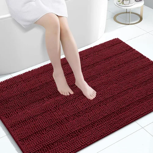 Vista 243 de Grandaily Alfombras de baño de felpilla a rayas de 24 x 16 pulgadas, extra gruesas y suaves, absorbentes, parte trasera de goma, alfombra de ducha