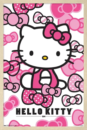Vista 17 de Trends International Hello Kitty - Póster de pared con lazos, 14.725 x 22.375 pulgadas, versión enmarcada de madera de granero