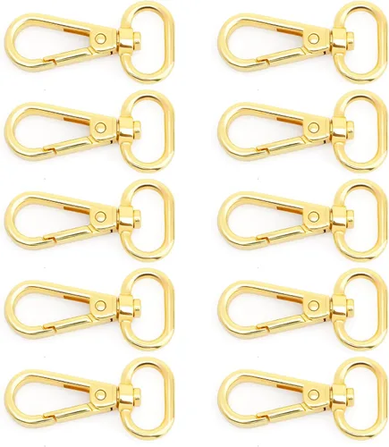 Vista 17 de CRAFTMEMORE Broches de langosta giratorios con gancho a presión, clips de moda, FS10, paquete de 10 (latón antiguo, 1 pulgada)