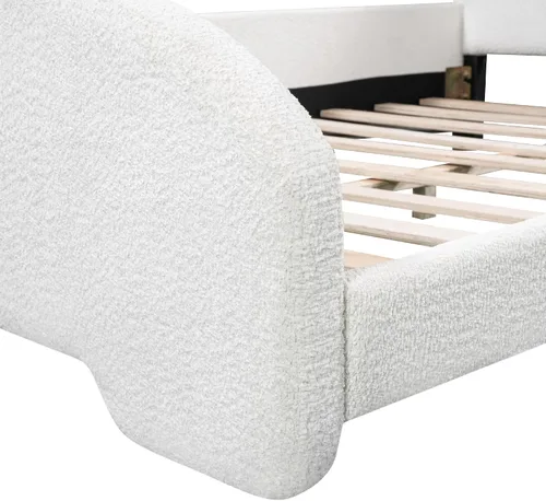 Vista 9 de Cama de plataforma tapizada de tamaño completo con cabecero en forma de orejas de dibujos animados, para muebles de dormitorio de niños
