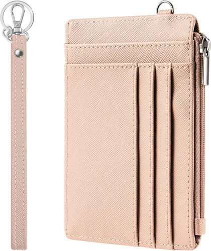 Vista 10 de SEAVILIA Billetera pequeña para mujer, delgada, llavero, carteras RFID para tarjetas de crédito con bolsillo con cremallera, ventana