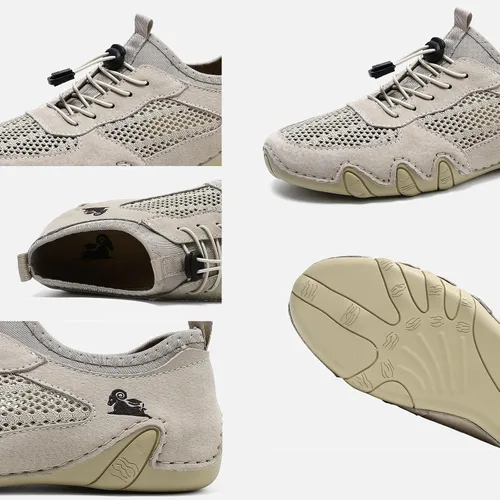 Vista 3 de Boxpopla Zapatos deportivos de malla para hombre para senderismo y caminar, zapatos deportivos de verano, transpirables, antideslizantes, ligeros