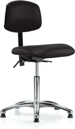Vista 11 de Perch - Silla de laboratorio con ruedas cromadas con soporte de respaldo ajustable, altura del escritorio de 17 a 22 pulgadas, tela negra