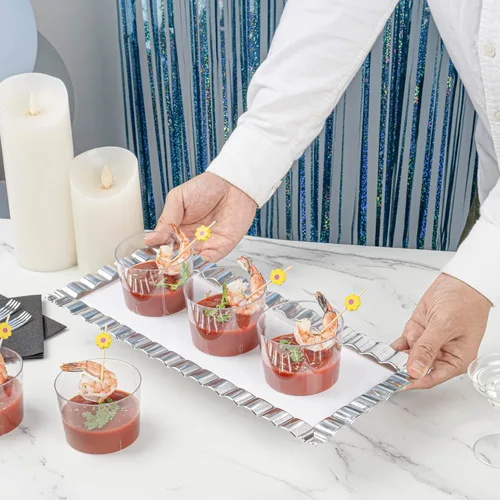 Vista 5 de Restaurantware Copas de parfait de 6 onzas, 20 tazas redondas de mousse, desechables, duraderos, de plástico transparente, para postres, aperitivos