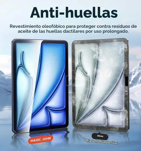 Vista 6 de MAGIC JOHN Protector de pantalla para iPad Air de 11 pulgadas M2 [6th 2024], vidrio templado, eliminación automática de polvo, sin burbujas