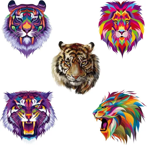 Vista 10 de 12 calcomanías termoadhesivas para planchar de león de tigre, ropa de transferencia de calor, camisetas, parches de animales, calcomanías