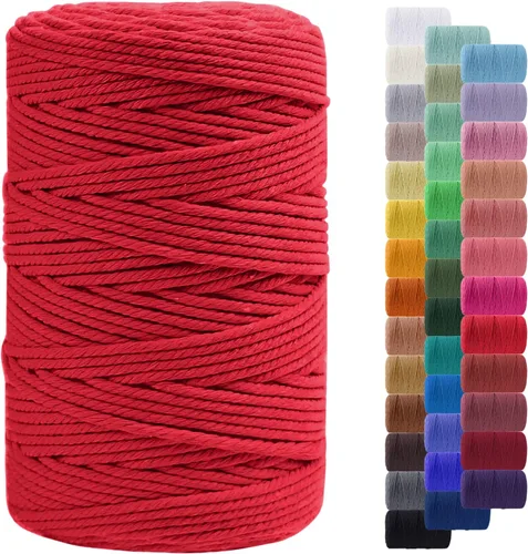 Vista 130 de Cordón de macramé de 0.079 pulgadas, cuerda de algodón natural de 109 yardas, hilo de cuerda de macramé para manualidades, ganchos de pared