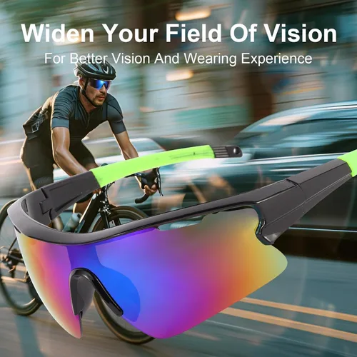 Vista 7 de Paquete de 4 lentes de sol de béisbol juveniles para hombres y mujeres, ligeros con protección UV, gafas de sol deportivas para ciclismo, correr