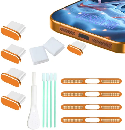 Vista 7 de Paquete de 4 tapas USB C para puerto USB C, cubierta de puerto de carga tipo C con cubierta antipolvo para altavoz, accesorios de teléfono