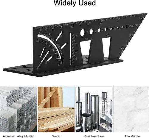 Vista 7 de Herramienta de medición de ángulo de aleación de aluminio 3D, herramienta de medición de ángulo multifunción para carpintería, herramientas