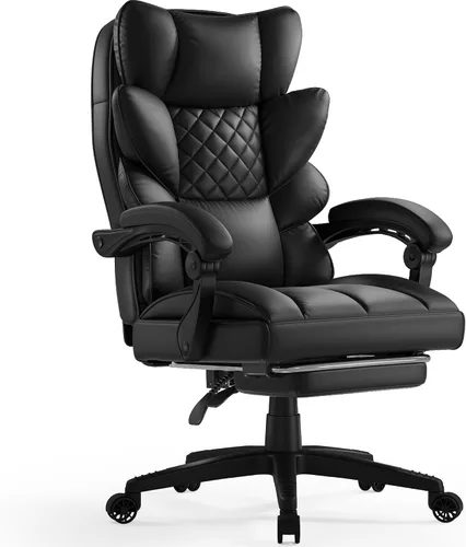 Vista 10 de Dowinx Silla de oficina grande y alta con cojín de resorte de bolsillo, sillas de juegos de computadora de respaldo alto con reposabrazos