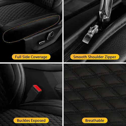 Vista 6 de Octomo Juego completo de fundas de asiento compatibles con Chevy Silverado GMC Sierra Custom Fit 2007 a 2023 1500 2500HD 3500HD Crew Double Extended