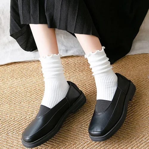 Vista 11 de Mcool Mary Calcetines para mujer, con volantes, estilo casual, transpirables, de punto, de algodón, con volantes, paquete de 6