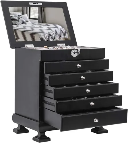 Vista 4 de Joyero de madera de 6 capas organizador de madera 6 capas con 5 cajones organizador de joyas