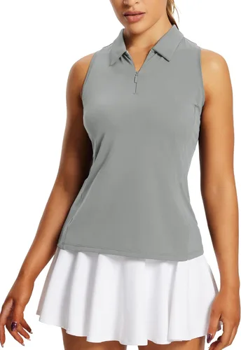 Vista 7 de BALEAF Camisetas de golf para mujer, sin mangas, polo de tenis, espalda cruzada, con cuello atlético, de secado rápido