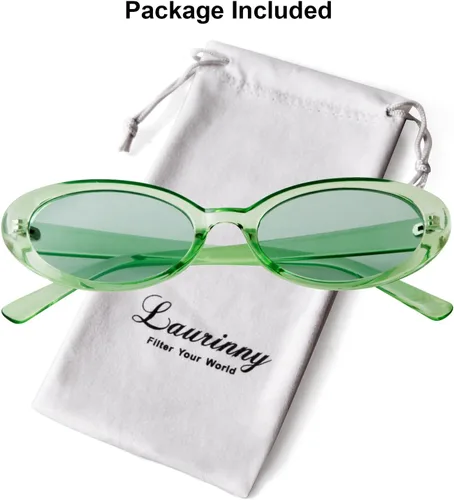 Vista 6 de Laurinny Gafas de sol de los años 90 para mujeres y hombres, gafas de sol ovaladas