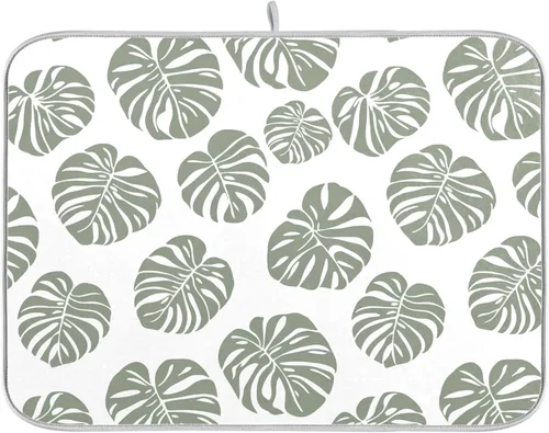 Vista 8 de Linda alfombrilla de secado de platos con hongos y plantas silvestres para encimera de cocina, almohadilla absorbente de microfibra, mediana 16x18