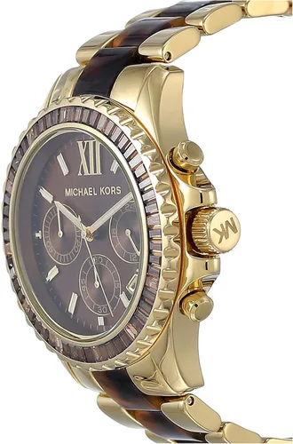 Vista 2 de Michael Kors Everest - Reloj cronógrafo de cuarzo de acero inoxidable, DoradoMarrón, Reloj de cuarzo