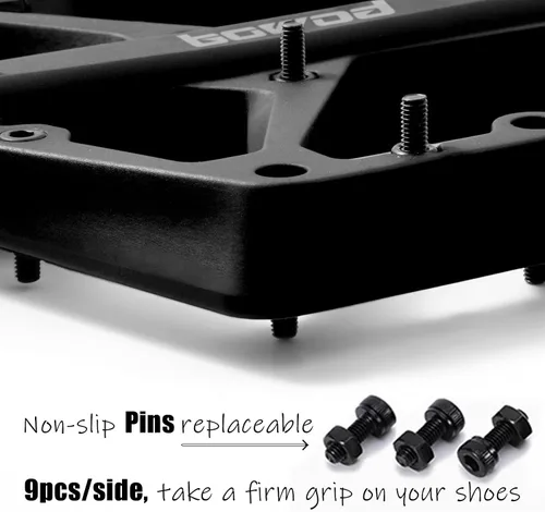 Vista 3 de Pedales MTB, pedales grandes para bicicleta de montaña, pedales de plataforma de bicicleta compuestos de fibra de nailon ligero, pedales de agarre