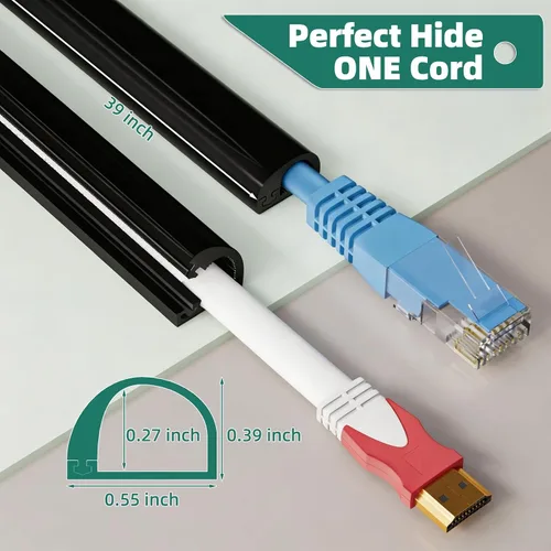 Vista 2 de Kit de canaleta de cable para 1 cable, 39 pulgadas de silicona para TV para Negro