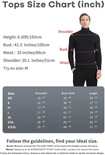 Vista 5 de Subuteay Camisas térmicas para hombre con forro polar, manga larga, capa base de compresión