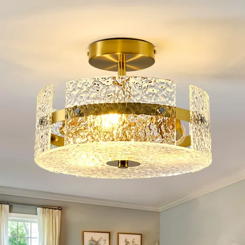 Vista 17 de ZGLAOJT Lámpara de techo semiempotrada de 4 luces, color negro mate con base E26, candelabro moderno para casa de campo, cocina, comedor