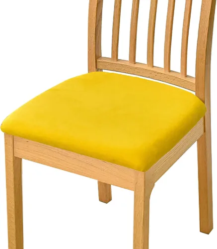 Vista 20 de Fundas de terciopelo para asiento de silla, fundas elásticas para sillas de comedor, fundas de asiento suaves y antideslizantes, fundas de asiento