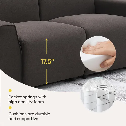 Vista 5 de LUMISOL Sofás de asiento profundo para sala de estar, moderno sofá tapizado de 3 plazas, cómodo sofá de dos plazas de gran tamaño, sofá nube