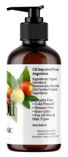 Vista 6 de Aceite de jojoba orgánico sin refinar de alta calidad, 8 onzas con bomba, importado de Argentina, 100% puro, prensado en frío, para cabello, piel