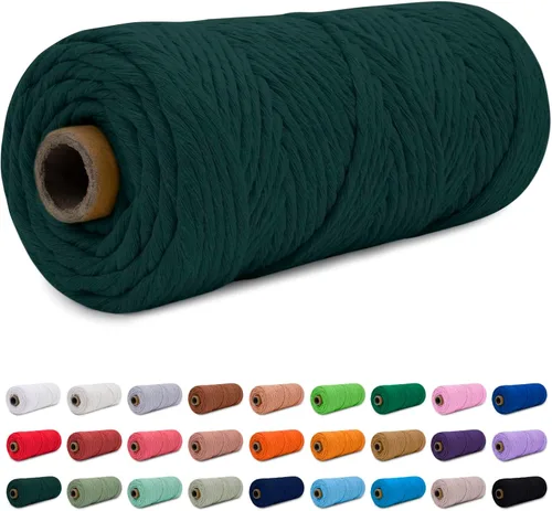 Vista 31 de CAMAL Cordón de macramé de 0.157 in x 109 yardas (328.1 ft), cuerda de algodón de color para tejer, manualidades, colgar en la pared, proyectos