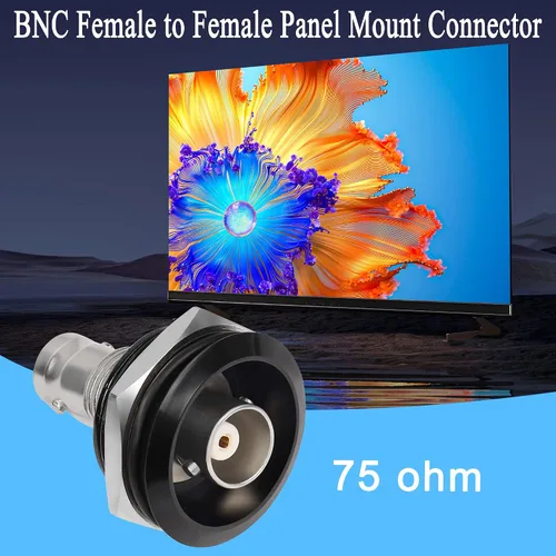 Vista 6 de QIANRENON Adaptador circular de fijación roscada BNC hembra a hembra Conector de montaje en panel BNC Toma de módulo de vigilancia BNC, 75 ohmios