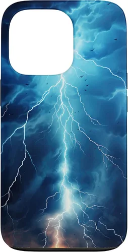 Vista 10 de iPhone 13 Pro Max Cool Blue Lightning Bolt Storm Funda de arte gráfico Wild Nature Sky