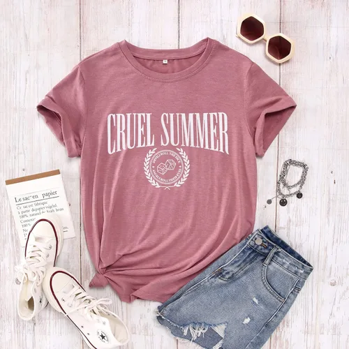 Vista 2 de AG AGUU Camiseta de verano cruel con música country para mujer, camiseta holgada de manga corta, casual, trajes de concierto de campo