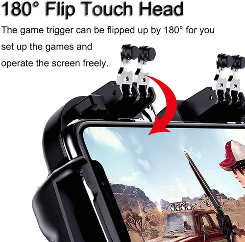 Vista 4 de Controlador de juego móvil de 4 gatillos con ventilador de refrigeración para PUBGCall of DutyFortnite Operación de 6 dedos YOBWIN L1R1 L2R2 Gaming
