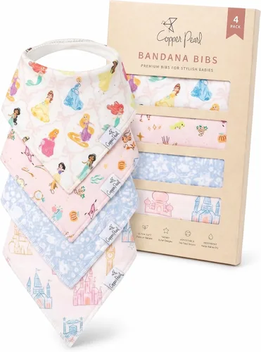 Vista 9 de Copper Pearl Baberos tipo bandana para bebé, paquete de 4 baberos de algodón suave para babear y dentición, absorbentes, ajuste ajustable, muchos