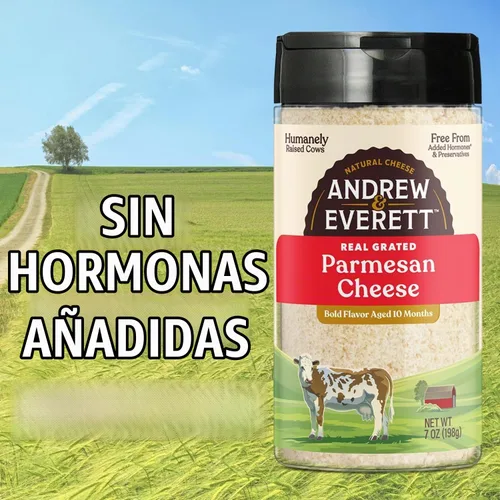 Vista 4 de Andrew & Everett Queso parmesano rallado sin hormonas, recipiente de 7 onzas