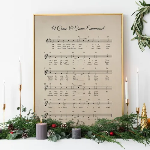 Vista 7 de NATVVA Oh Holy Night - Lámina de música para pared, impresión artística de himno de Navidad, villancico, pintura en lienzo para sala de estar