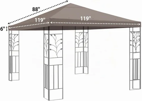 Vista 6 de BenefitUSA - Parasol de repuesto para cenador o toldo de patio de poliéster de una sola capa, Marrón topo