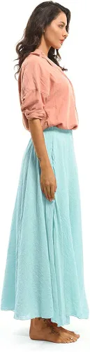 Vista 3 de Vestido largo con falda larga y cintura elástica para mujer