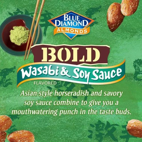 Vista 4 de Blue Diamond Almonds Wasabi & Soja y Habanero BBQ Flavored Snack Nuts, bolsas de 25 onzas