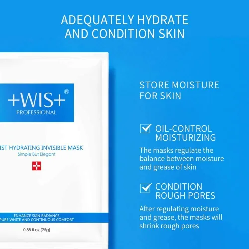 Vista 2 de WIS - Mascarilla facial hidratante intensiva suavizante, paquete de 10 unidades, profundamente hidratante con ácido hialurónico, hamamelis