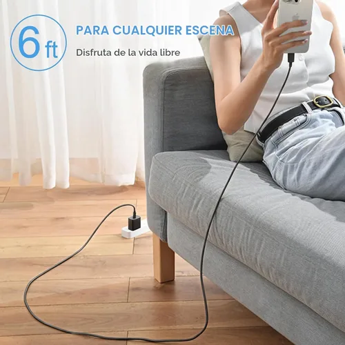 Vista 7 de Cargador de carga rápida para iPhone 17, 16, 15, paquete de 2+2 cargadores de pared USB C de 20 W con cable de carga rápida de 6 pies compatible