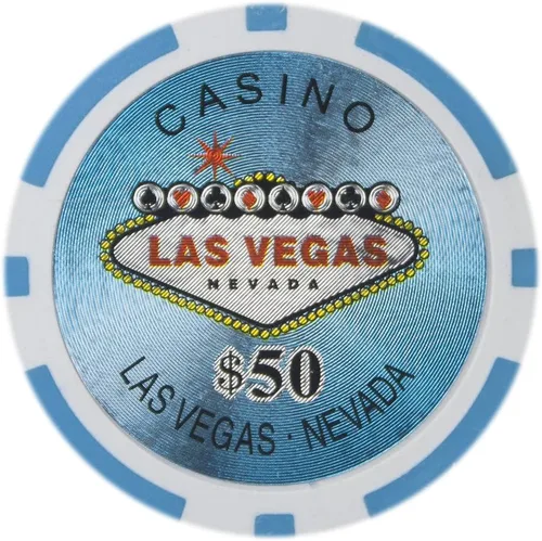 Vista 5 de Brybelly Las Vegas Casino Poker Chip Heavy 0.49 oz Clay Composite – Paquete de 50