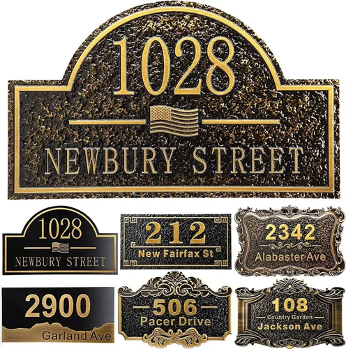 Vista 36 de Placa personalizada de dirección de casa de 12 pulgadas, números fundidos para exteriores, placa de señal de dirección personalizada con nombre