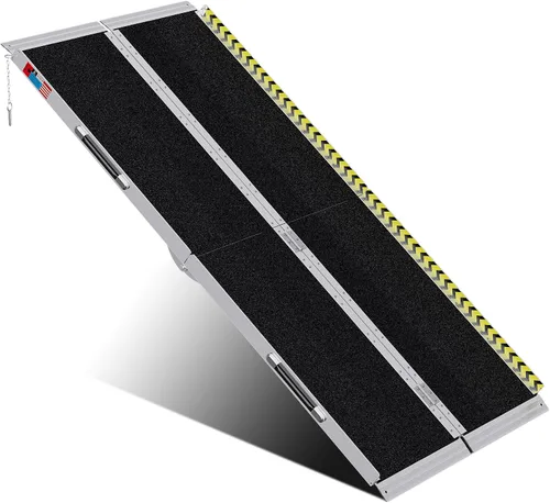 Vista 16 de WHALEMOTOR Rampa portátil para silla de ruedas negra, rampa de aluminio sin costuras y antideslizante de 2 pies, rampas plegables portátiles