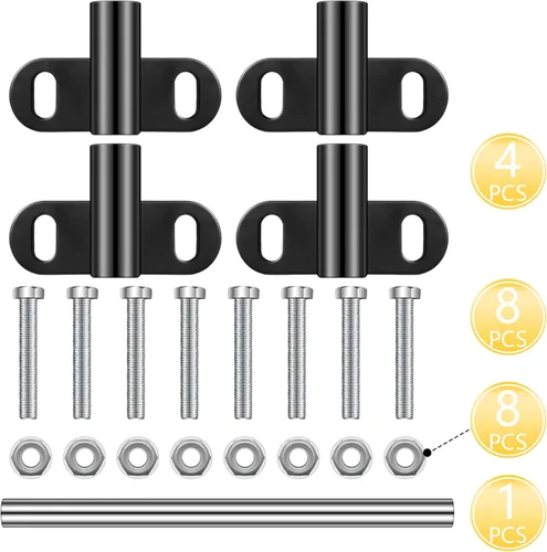 Vista 3 de Jutom Juego de soportes de eje de carretilla compatible con ejes de carretilla de 5/8 pulgadas de 10 x 0.63 pulgadas, eje de carretilla resistente