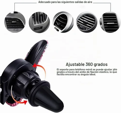 Vista 3 de SUNCARACCL - Soporte de teléfono negro brillante para ventilación de automóvil, mini soporte para teléfono Universal 360 Degrees Adjustable