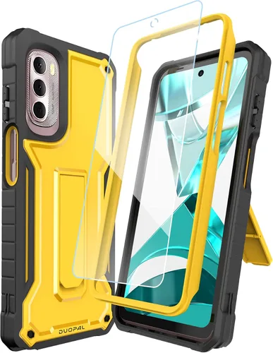 Vista 8 de Funda para Motorola g Stylus 4G 2022, protección de grado militar, a prueba de golpes, con protector de pantalla HD de vidrio templado y soporte Rojo