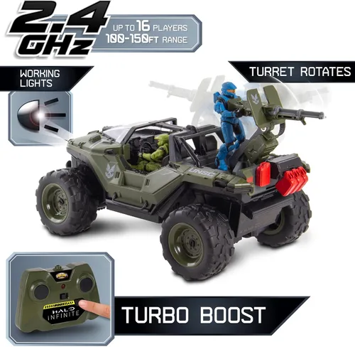 Vista 3 de NKOK Halo Infinite RC: Battle Hog UNSC Warthog - W/Master Chief & Spartan, control de radio de 2.4 GHz con vehículo Turbo Boost